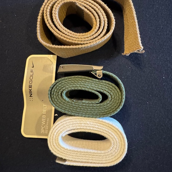 Nike Golf Men's 3PC Web Belt Set - Khaki, Green, White OS NWOT - Picture 8 of 10